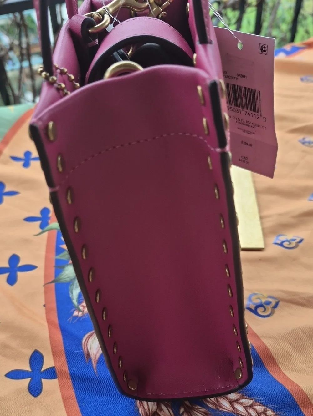 COACH 💎 MINI CASHIN TOTE w/Crystal Rivets ('22) Hyacinth Glove Leather 💎 NWT